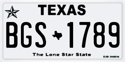 TX license plate BGS1789