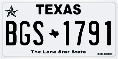 TX license plate BGS1791