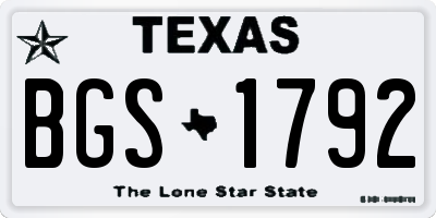 TX license plate BGS1792