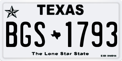 TX license plate BGS1793