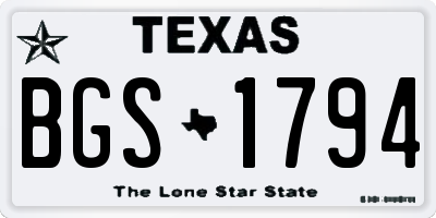 TX license plate BGS1794