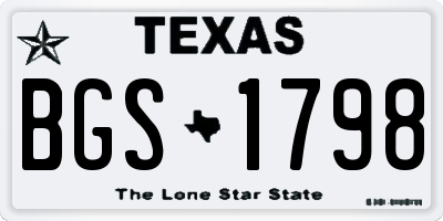 TX license plate BGS1798