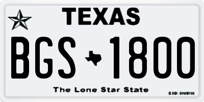 TX license plate BGS1800