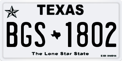 TX license plate BGS1802