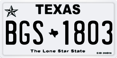 TX license plate BGS1803