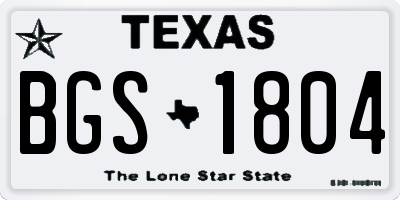 TX license plate BGS1804