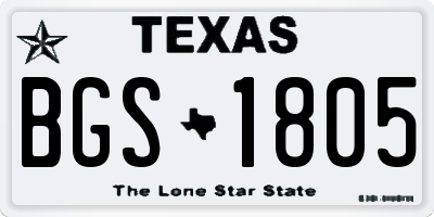 TX license plate BGS1805