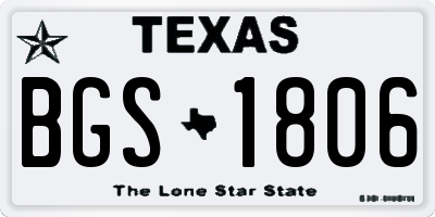 TX license plate BGS1806