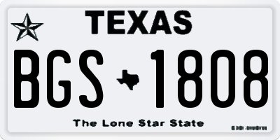 TX license plate BGS1808