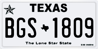 TX license plate BGS1809