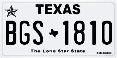 TX license plate BGS1810