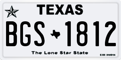 TX license plate BGS1812