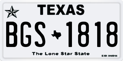 TX license plate BGS1818
