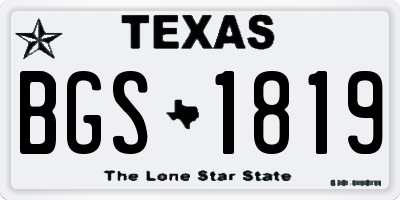 TX license plate BGS1819