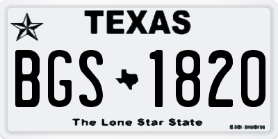 TX license plate BGS1820