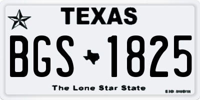 TX license plate BGS1825