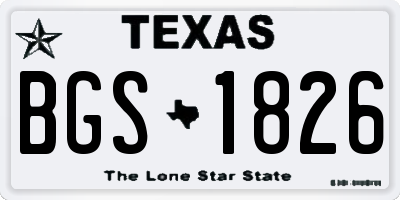 TX license plate BGS1826