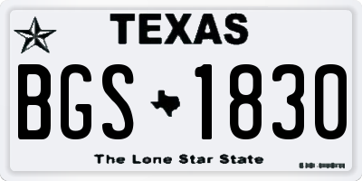 TX license plate BGS1830