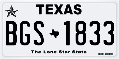 TX license plate BGS1833