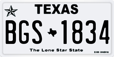 TX license plate BGS1834