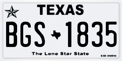 TX license plate BGS1835