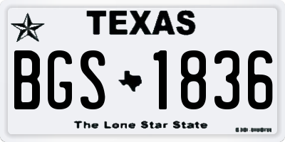 TX license plate BGS1836