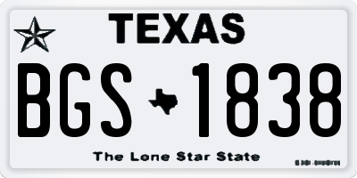 TX license plate BGS1838