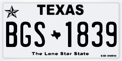TX license plate BGS1839
