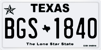 TX license plate BGS1840
