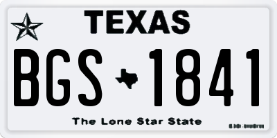 TX license plate BGS1841