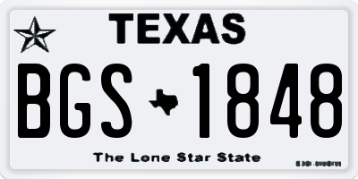 TX license plate BGS1848