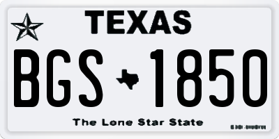 TX license plate BGS1850
