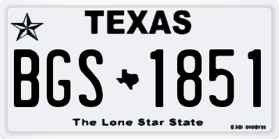 TX license plate BGS1851