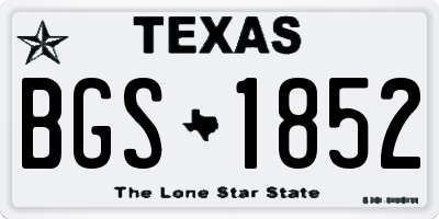 TX license plate BGS1852