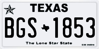 TX license plate BGS1853