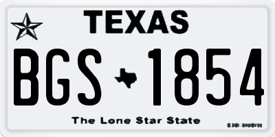TX license plate BGS1854
