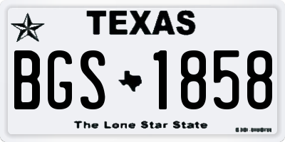 TX license plate BGS1858