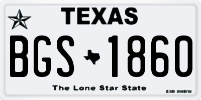 TX license plate BGS1860