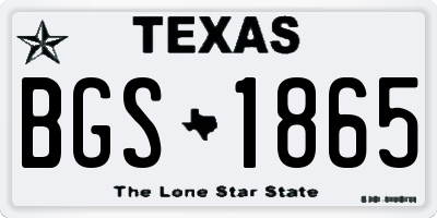 TX license plate BGS1865