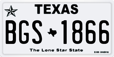 TX license plate BGS1866