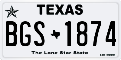 TX license plate BGS1874