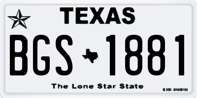 TX license plate BGS1881