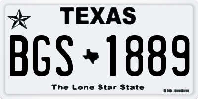 TX license plate BGS1889