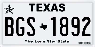 TX license plate BGS1892