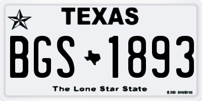 TX license plate BGS1893