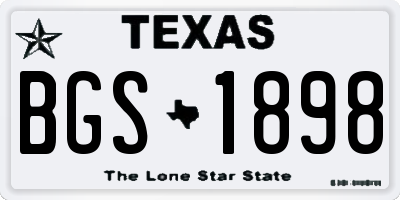 TX license plate BGS1898