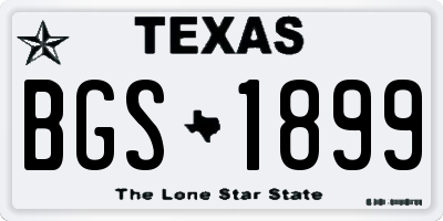 TX license plate BGS1899