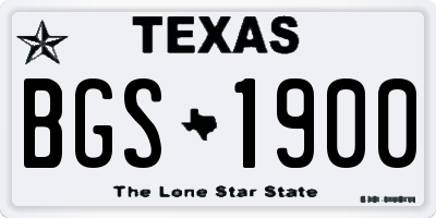 TX license plate BGS1900