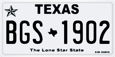 TX license plate BGS1902