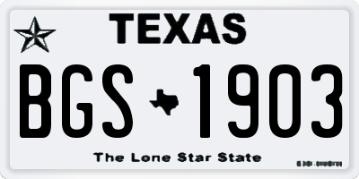 TX license plate BGS1903